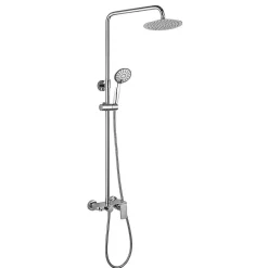 Kibath Colonne de douche extra-longue monocommande DUA ronde, 100-150 cm, finition chrome poli, en laiton
