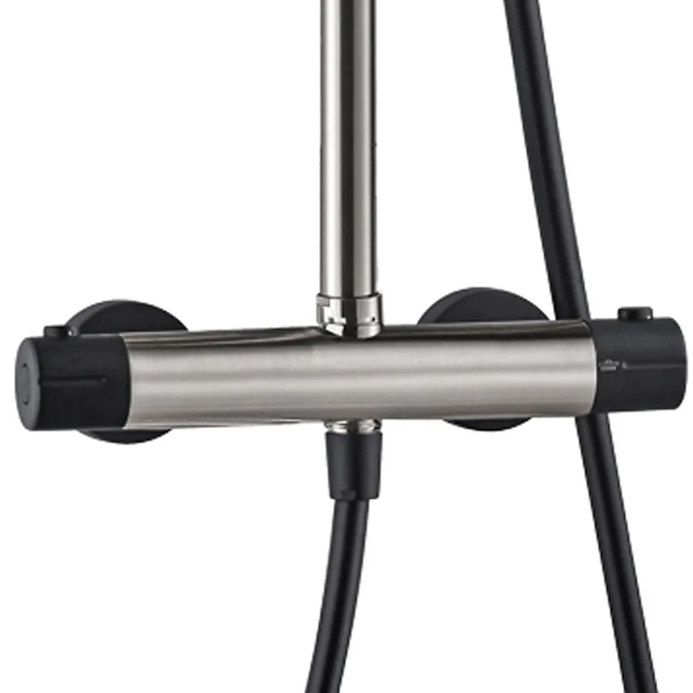 Essebagno Colonne de douche façon inox et noir avec thermostatique Kissy