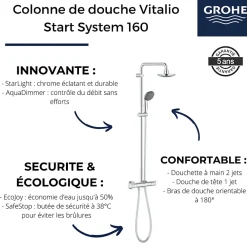 Grohe Colonne de douche Vitalio Start System 160 avec nettoyant robinetterie GrohClean