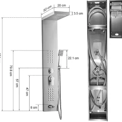 Colonne De Douche Hydromassante|Saniverre Colonne de douche hydromassante LULY 4 jets + 1 robinet Noir -