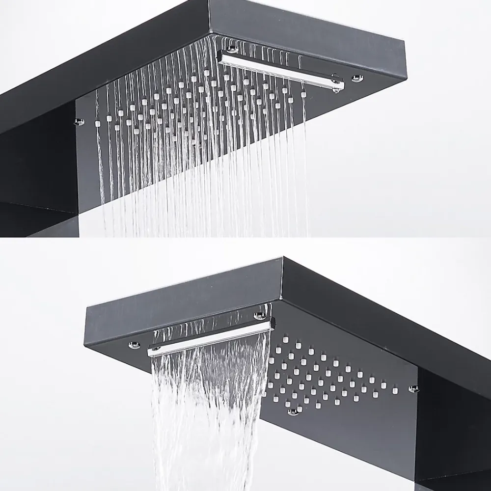 Colonne De Douche Hydromassante|Saniverre Colonne de douche hydromassante LULY 4 jets + 1 robinet Noir -