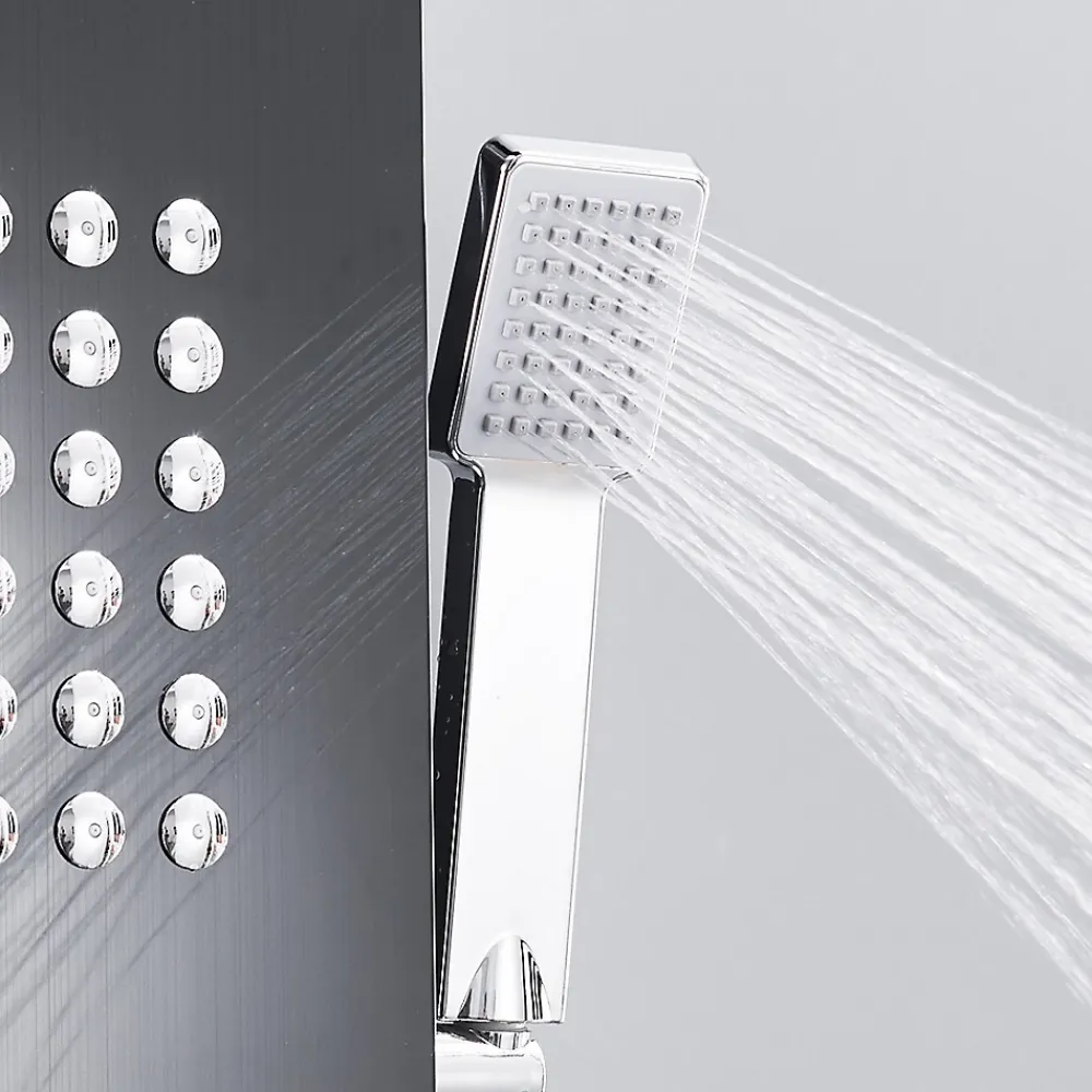 Colonne De Douche Hydromassante|Saniverre Colonne de douche hydromassante LULY 4 jets + 1 robinet Noir -