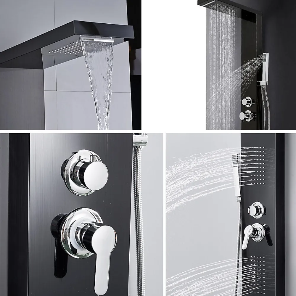 Saniverre Colonne de douche hydromassante KALY 4 jets Noir -