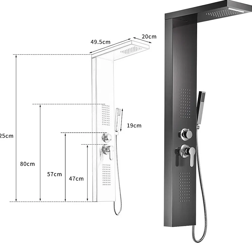 Saniverre Colonne de douche hydromassante KALY 4 jets Noir -