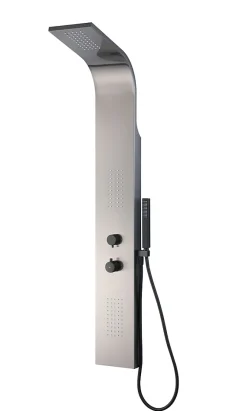 Colonne De Douche Hydromassante|Essebagno Colonne de douche hydromassante thermostatique avec pommeau + douchette + flexible finition gun metal, Esseflat
