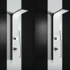 Colonne De Douche Hydromassante|Laneri Colonne de douche hydromassage en aluminium verni en poudre blanche mat (frontal) et noir mat (lateral)