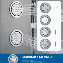 Auralum Max Colonne de Douche Hydromassante Panneau de douche Chromé en Inox Laiton Murale Système de Douche Digitale Multifonctionnel