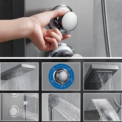 Auralum Max Colonne de Douche Hydromassante Panneau de douche Chromé en Inox Laiton Murale Système de Douche Digitale Multifonctionnel