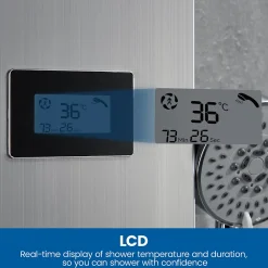 Auralum Max Colonne de Douche Hydromassante Panneau de douche Chromé en Inox Laiton Murale Système de Douche Digitale Multifonctionnel
