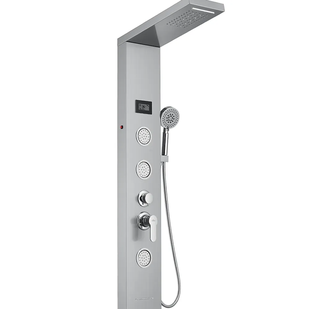 Auralum Max Colonne de Douche Hydromassante Panneau de douche Chromé en Inox Laiton Murale Système de Douche Digitale Multifonctionnel