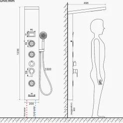 Auralum Max Colonne de Douche Hydromassante Panneau de douche Chromé en Inox Laiton Murale Système de Douche Digitale Multifonctionnel