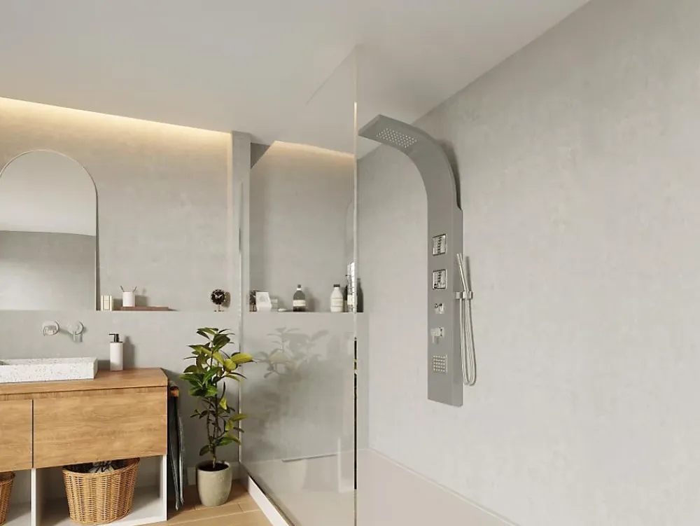 Vente-unique Colonne de douche hydromassante - Argenté - 20 x 150 cm - TYRA