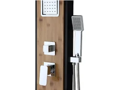 Vente-unique Colonne de douche hydromassante, pluie tropicale et panneau en bambou - 22 x 145 cm - DALIMA