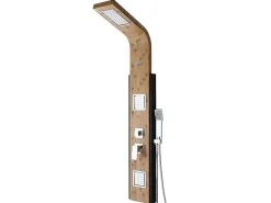 Vente-unique Colonne de douche hydromassante, pluie tropicale et panneau en bambou - 22 x 145 cm - DALIMA