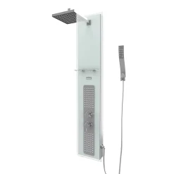 Galedo Colonne de douche hydromassante mécanique avec pommeau + douchette + flexible, blanc, Crystal