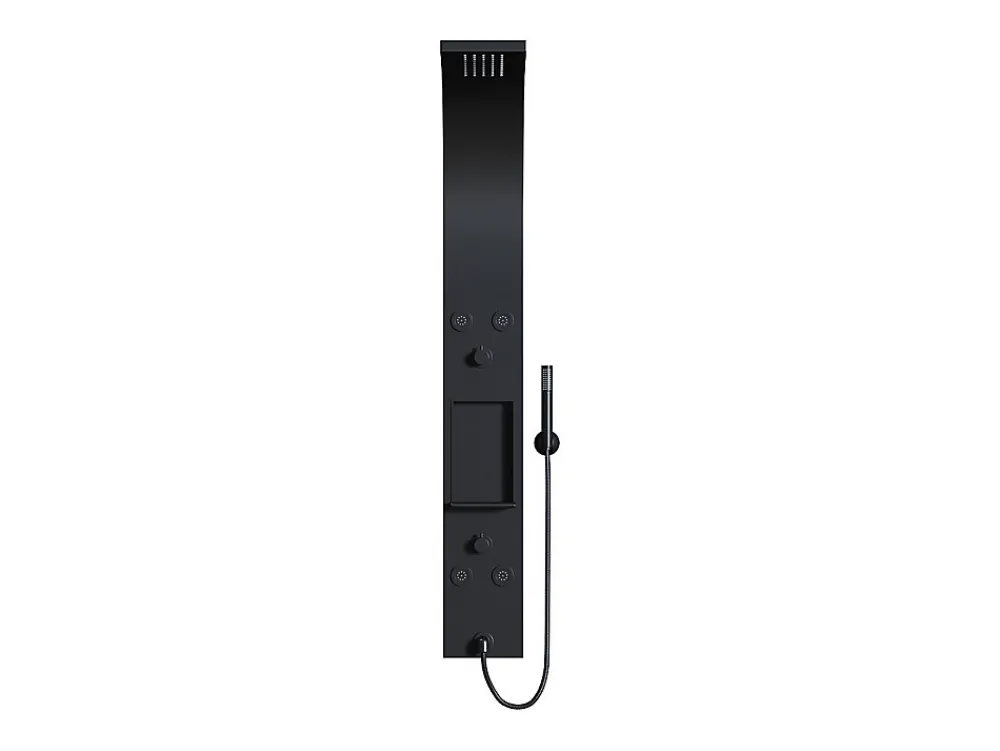 Colonne De Douche Mécanique|Vente-unique Colonne de douche hydromassante avec étagère - Noir mat - 20 x 140 cm - ROANA