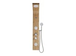 Vente-unique Colonne de douche hydromassante, pluie tropicale et panneau en bambou - 20 x 140 cm - TISSIA