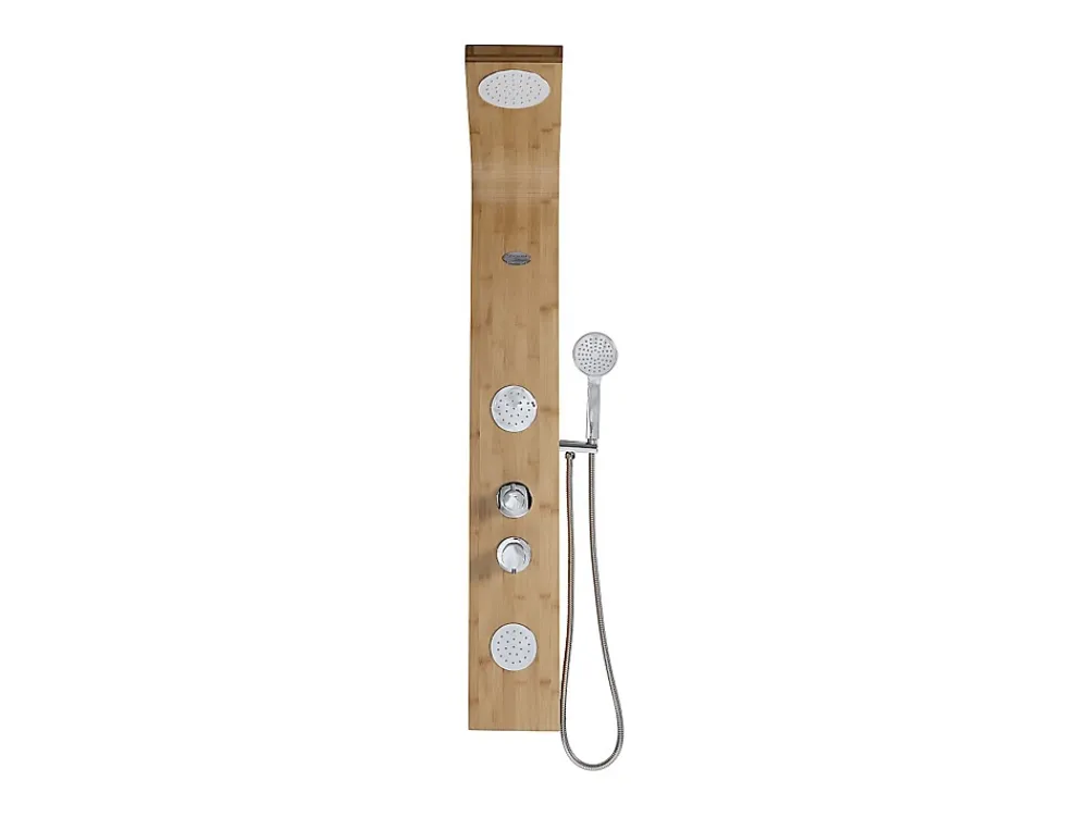 Vente-unique Colonne de douche hydromassante, pluie tropicale et panneau en bambou - 20 x 140 cm - TISSIA