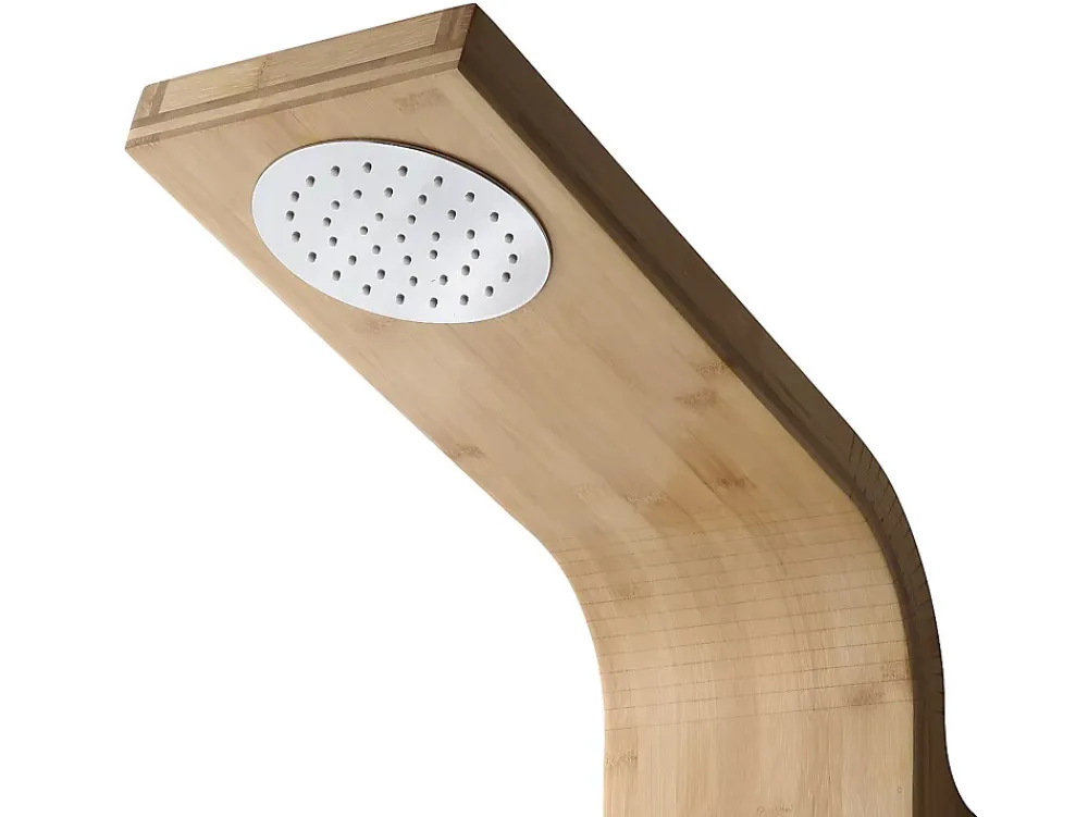 Vente-unique Colonne de douche hydromassante, pluie tropicale et panneau en bambou - 20 x 140 cm - TISSIA
