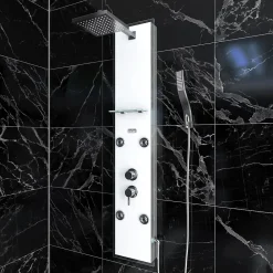 Colonne De Douche Hydromassante|Galedo Colonne de douche hydromassante mécanique avec pommeau + douchette + flexible, blanc, Glass