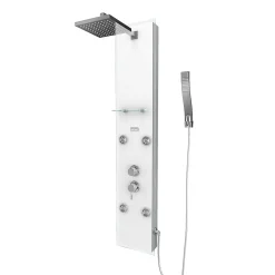Colonne De Douche Hydromassante|Galedo Colonne de douche hydromassante mécanique avec pommeau + douchette + flexible, blanc, Glass