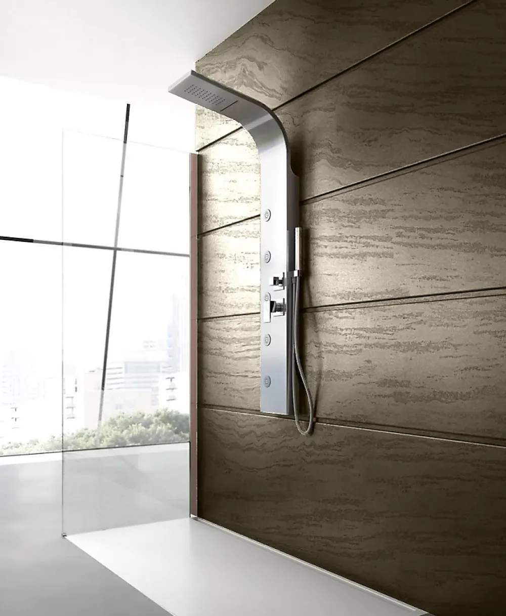Laneri Colonne de douche hydromassage avec quatre fonctions en acier brossé