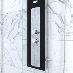 Galedo Colonne de douche hydromassante mécanique avec pommeau + douchette + flexible, noir, Crystal