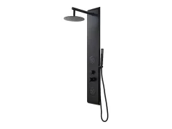 Colonne De Douche Mécanique|Vente-unique Colonne de douche hydromassante noire - 130 x 20 cm - JUBIDA
