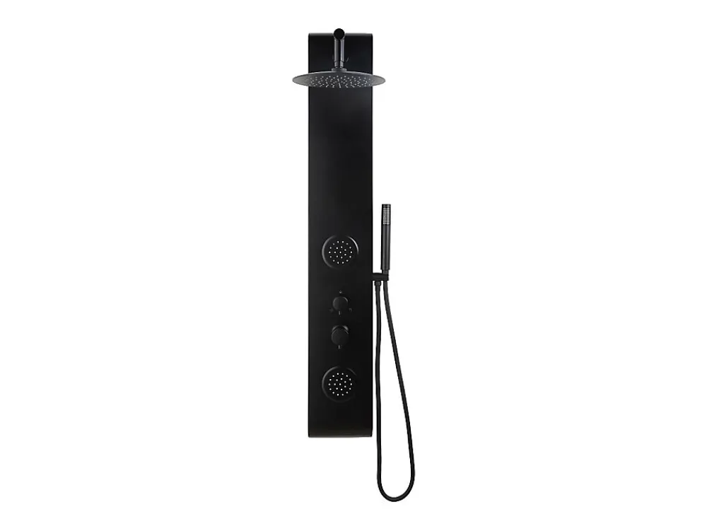 Colonne De Douche Mécanique|Vente-unique Colonne de douche hydromassante noire - 130 x 20 cm - JUBIDA