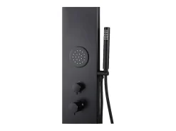Colonne De Douche Mécanique|Vente-unique Colonne de douche hydromassante noire - 130 x 20 cm - JUBIDA