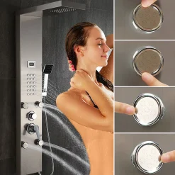 Auralum Max Colonne de Douche Hydromassante Panneau de douche Chromé en Inox Laiton Murale Système de Douche Digitale Multifonctionnel