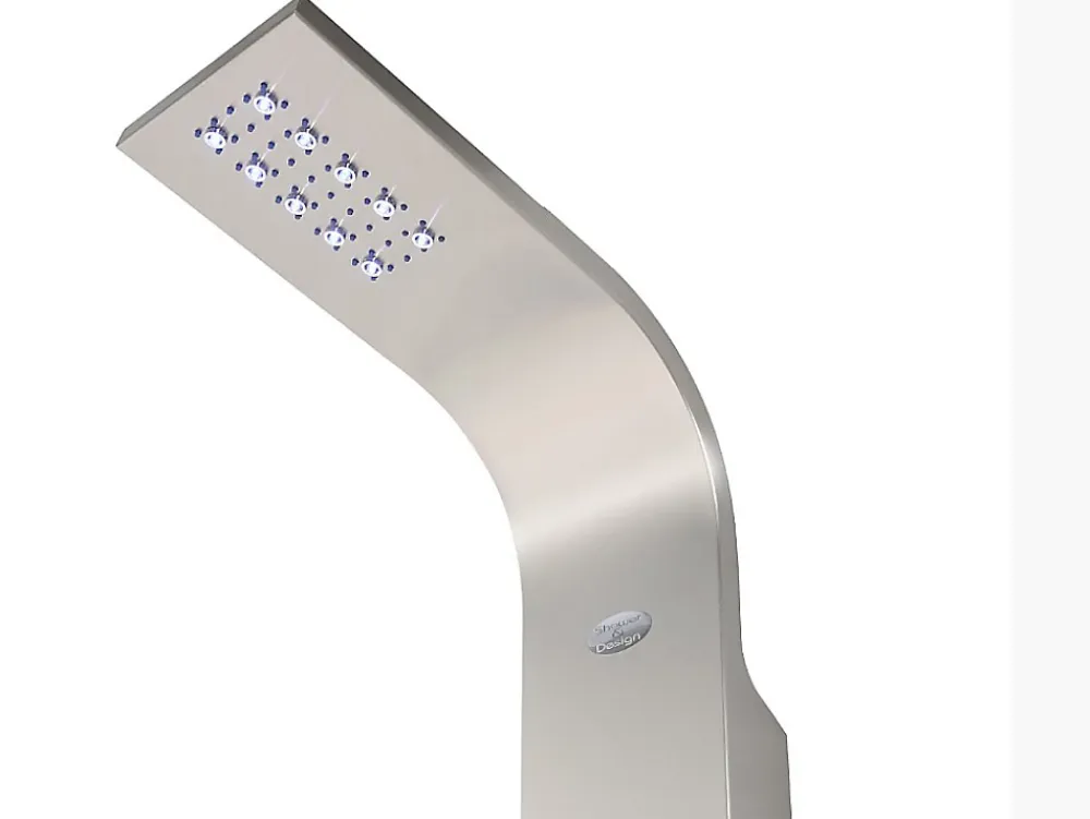 Colonne De Douche Thermostatique|Vente-unique Colonne de douche hydromassante thermostatique à leds - 20 x 165cm - Argent - FELICITA