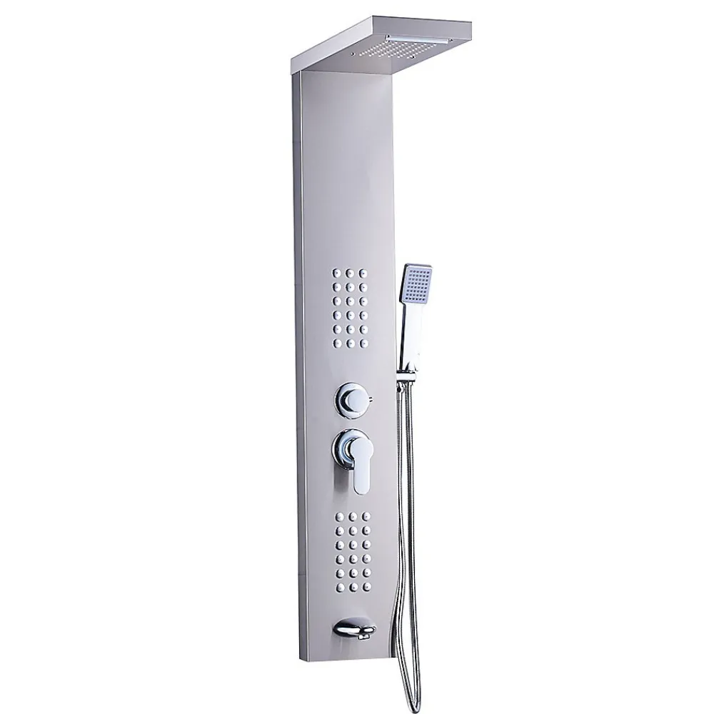 Colonne De Douche Hydromassante|Saniverre Colonne de douche hydromassante LULY 4 jets + 1 robinet Gris -