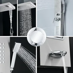 Colonne De Douche Hydromassante|Saniverre Colonne de douche hydromassante LULY 4 jets + 1 robinet Gris -