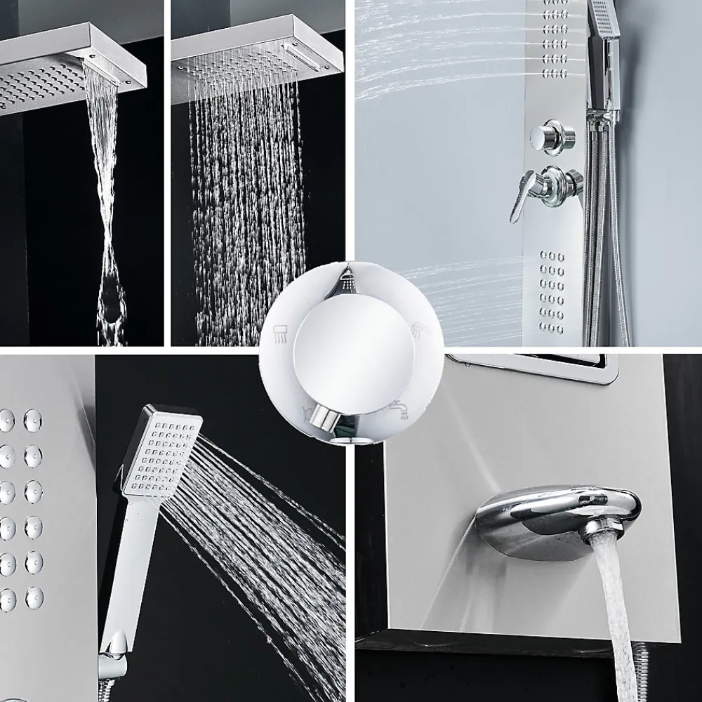 Colonne De Douche Hydromassante|Saniverre Colonne de douche hydromassante LULY 4 jets + 1 robinet Gris -