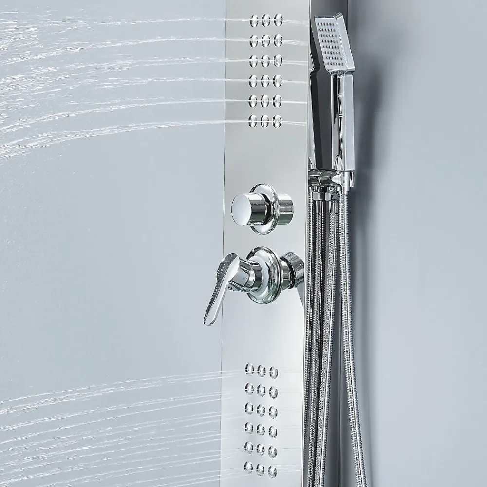 Colonne De Douche Hydromassante|Saniverre Colonne de douche hydromassante LULY 4 jets + 1 robinet Gris -