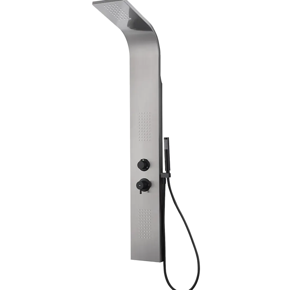 Essebagno Colonne de douche hydromassante mécanique avec pommeau + douchette + flexible finition gun metal Esseflat