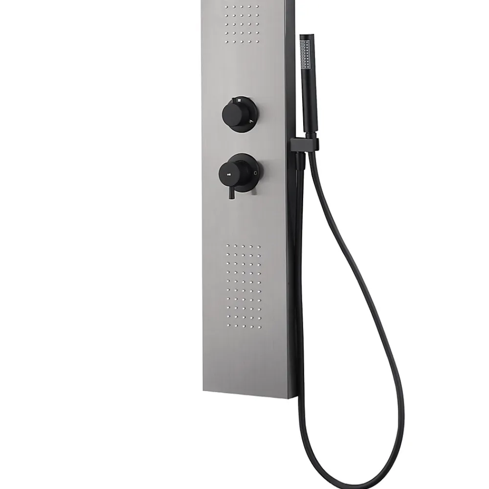 Essebagno Colonne de douche hydromassante mécanique avec pommeau + douchette + flexible finition gun metal Esseflat
