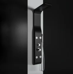 Laneri Colonne de douche hydromassage en ABS verni en poudre noir mat