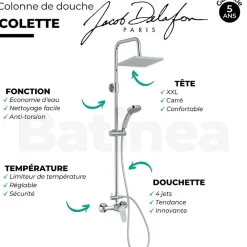 Colonne De Douche Mécanique|Jacob Delafon Colonne de douche Colette mécanique 4 jets chrome