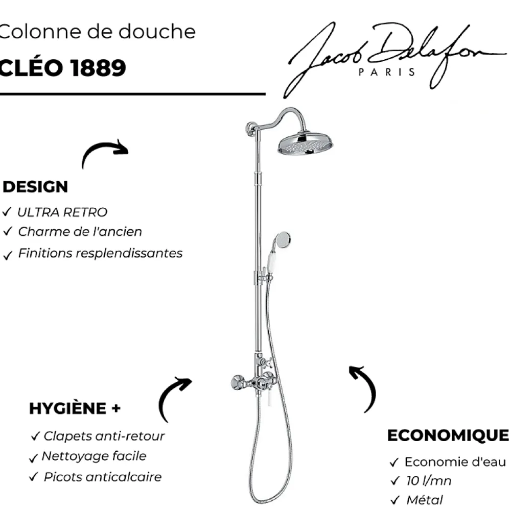 Colonne De Douche Mécanique|Jacob Delafon Colonne de douche Cléo 1889 Chrome + nettoyant Briochin
