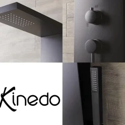 Kinedo Colonne de douche Aquastyle inox laquée noir mat + nettoyant Briochin