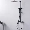 Poalgi Colonne de douche mécanique avec barre extensible SKY BATH noir mat PVD Inox S304 série ARMY