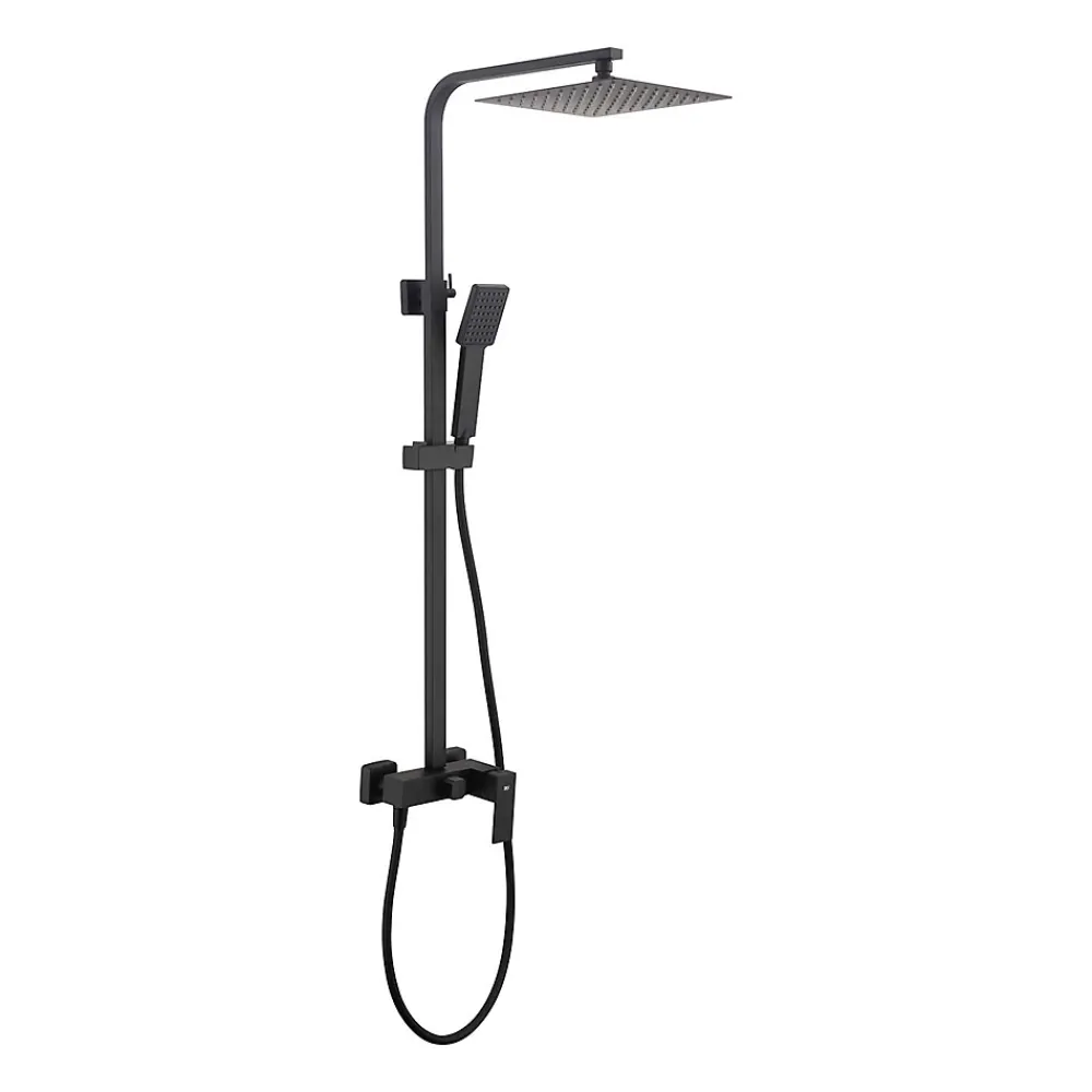 Poalgi Colonne de douche mécanique avec barre extensible SKY BATH noir mat PVD Inox S304 série ARMY