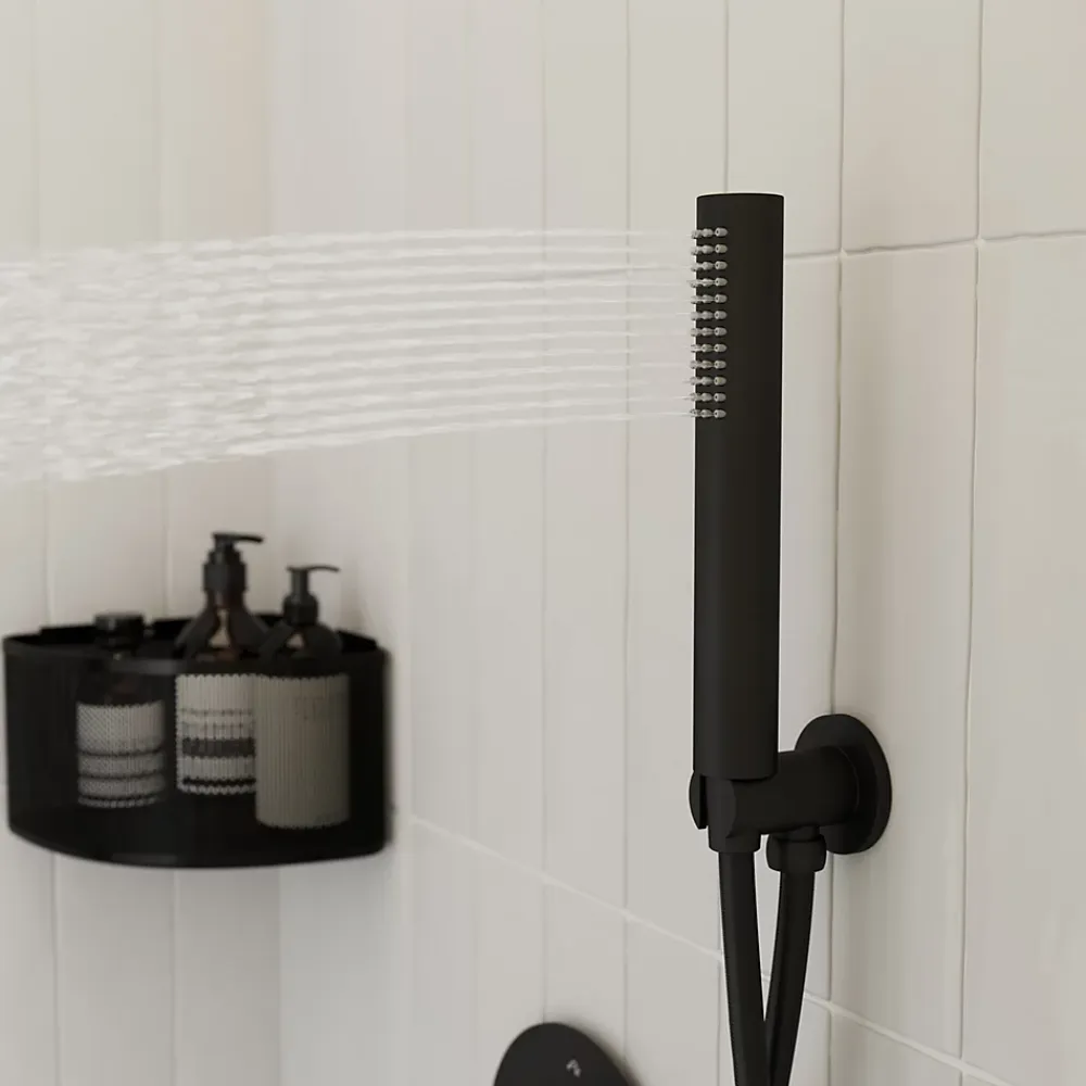 Colonne De Douche Encastrable|GoodHome Colonne de douche mécanique encastrée en laiton massif finition noir mat, Owens