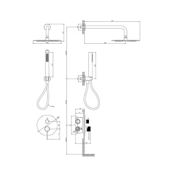 Colonne De Douche Encastrable|GoodHome Colonne de douche mécanique encastrée en laiton massif finition noir mat, Owens