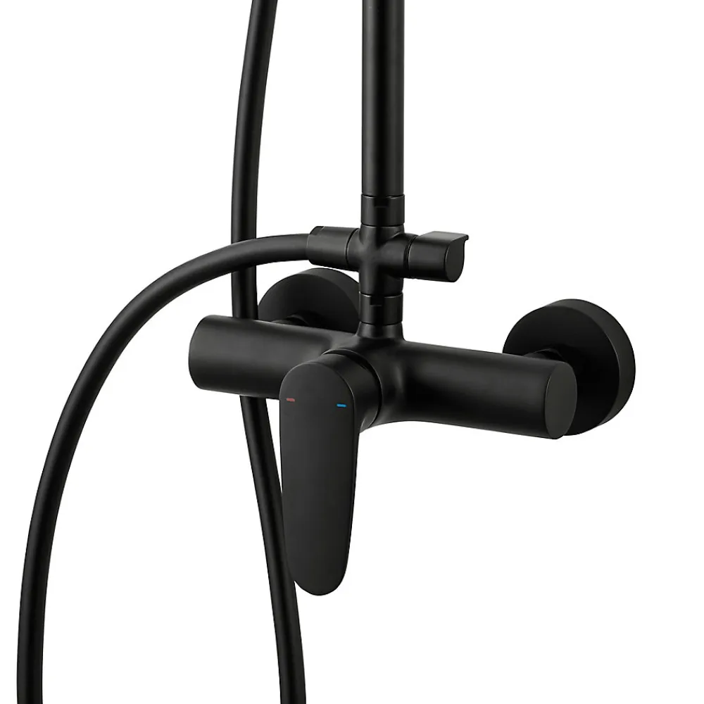 GoodHome Colonne de douche mécanique noire Cavally