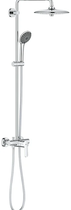 Grohe Colonne de douche mécanique avec pommeau + douchette 3 jets + flexible + barre réglable, chrome, Vitalio Joy System 260