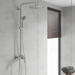 Grohe Colonne de douche mécanique avec pommeau + douchette 3 jets + flexible + barre réglable, chrome, Vitalio Joy System 260