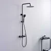 Poalgi Colonne de douche mécanique avec barre extensible SKY BATH noir mat PVD Inox S304 série ROCK
